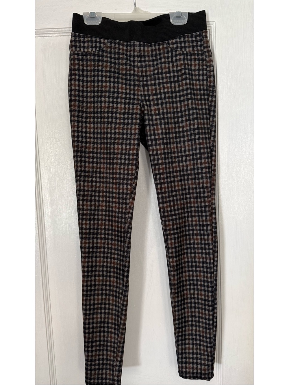 Women’s Checkered Ponte Pants - Black & Brown